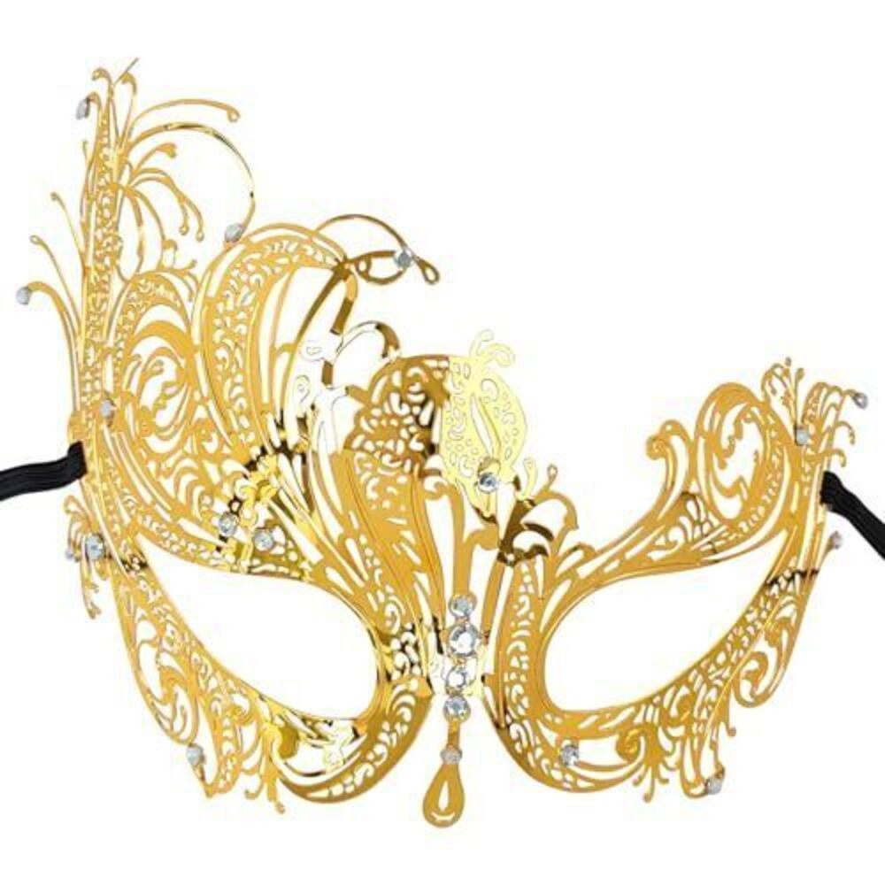 9449 GYGYL Masquerade Mask Elegant Metal Mask with Sparkling Rhinestones